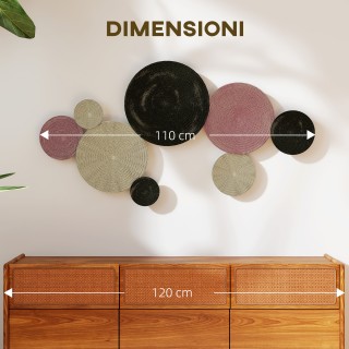 HOMCOM Τέχνη Τοίχου με 8 Δίσκους 3D από Μέταλλο, 110x7x58 εκ., σε χ... HOMCOM Τέχνη Τοίχου με 8 Δίσκους 3D από Μέταλλο, 110x7x58 εκ., σε χ...