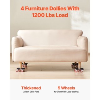 VEVOR Βαρέως Τύπου Έπιπλο Μεταφορέας με 5 Ρόδες, Ικανότητα 1200 Λίβ...