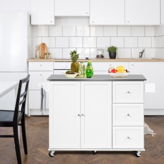 Costway Κινητό Πολυλειτουργικό Καρότσι Κουζίνας με Ανοξείδωτη Επιφά...