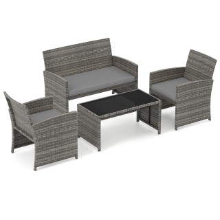 Costway Σετ Επίπλων Κήπου 4 Τεμαχίων με Πολυθρόνες Rattan, Διθέσιο ...