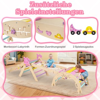 Costway Σετ Αναρρίχησης 8-σε-1 για παιδιά, Πτυσσόμενο Ξύλινο Πολύχρ...