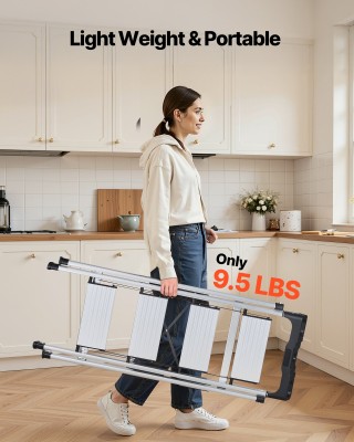 VEVOR Αναδιπλούμενη Σκάλα Αλουμινίου 4 Σκαλιών, 150 kg, Ασημί LHJBG...