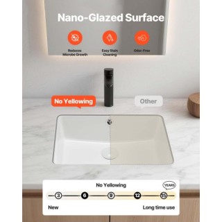 VEVOR Ορθογώνιος Λευκός Κεραμικός Νεροχύτης Μπάνιου Υποκατασκευής 4... VEVOR Ορθογώνιος Λευκός Κεραμικός Νεροχύτης Μπάνιου Υποκατασκευής 4...