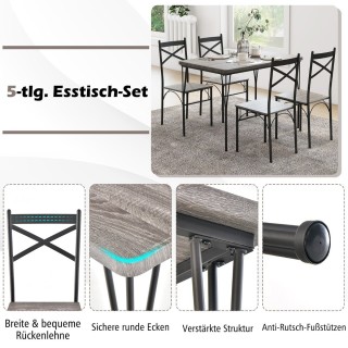 Costway Σετ Τραπεζαρίας 5 Τεμαχίων με Μεταλλικό Σκελετό και 4 Καρέ... Costway Σετ Τραπεζαρίας 5 Τεμαχίων με Μεταλλικό Σκελετό και 4 Καρέ...