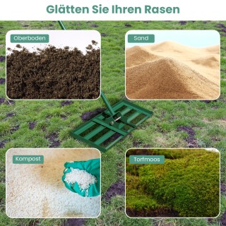 Costway  Εργονομική Τσουγκράνα Γκαζόν με Ανθεκτικό Μεταλλικό Πλαίσι...