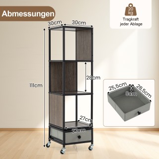 Costway Τετραώροφη βιβλιοθήκη με ρόδες, ξύλινη επιφάνεια και υφασμά... Costway Τετραώροφη βιβλιοθήκη με ρόδες, ξύλινη επιφάνεια και υφασμά...