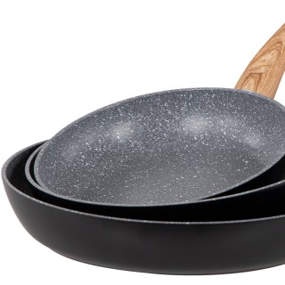 BAKAJI Σετ 3 Αντικολλητικά Τηγάνια Αλουμινίου 20-24-28cm με Εργονομ...