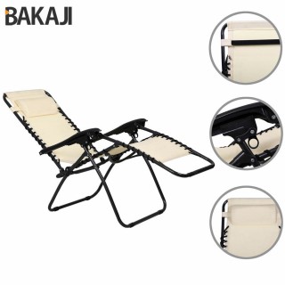 BAKAJI  Καρέκλα Κήπου Πολυθρόνα Χαλάρωσης Πτυσσόμενη Μηδενικής Βαρύ...