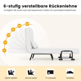 Costway Πολυθρόνα 4 σε 1 με Λειτουργία Κρεβατιού, Αφαιρούμενο Μαξιλ...