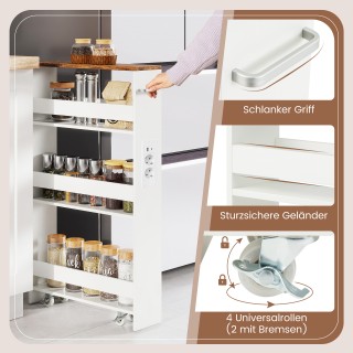 Costway Λεπτό τροχήλατο αποθηκευτικό καρότσι 13 εκατοστών με σταθμό...