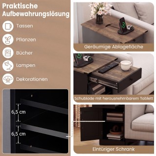 Costway Πλευρικό Τραπέζι/Ντουλάπι με Σταθμό Φόρτισης και Αναδιπλούμ... Costway Πλευρικό Τραπέζι/Ντουλάπι με Σταθμό Φόρτισης και Αναδιπλούμ...