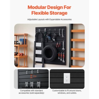 VEVOR Μαύρο PVC Πάνελ Σχάρας 4x4 ft για Γκαράζ με Μοντέρνο Σχεδιασμ...