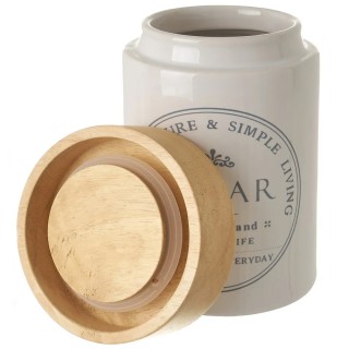 BAKAJI Λευκή Ζαχαριέρα με Ερμητικό Ξύλινο Καπάκι, Βάζο Αποθήκευσης ... BAKAJI Λευκή Ζαχαριέρα με Ερμητικό Ξύλινο Καπάκι, Βάζο Αποθήκευσης ...