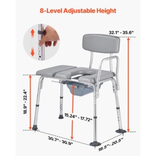 VEVOR Πολυλειτουργική Καρέκλα Τουαλέτας με Ρυθμιζόμενο Ύψος (227 kg... VEVOR Πολυλειτουργική Καρέκλα Τουαλέτας με Ρυθμιζόμενο Ύψος (227 kg...