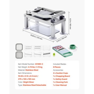 VEVOR Πολυκόπτης Λαχανικών με 8 Λεπίδες JSSWQSJQDQSQRENNV002V0 VEVOR Πολυκόπτης Λαχανικών με 8 Λεπίδες JSSWQSJQDQSQRENNV002V0