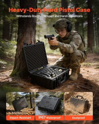 VEVOR Ανθεκτική Σκληρή Θήκη Πιστολιού με XPE Αφρώδες Εσωτερικό, Αδι...