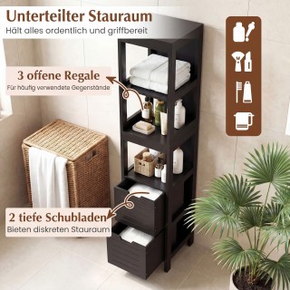 Costway Μαύρο Ξύλινο Ντουλάπι Μπάνιου με 2 Συρτάρια, 30 x 30 x 144,...