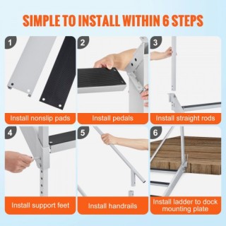 Ρυθμιζόμενη Σκάλα Αλουμινίου VEVOR για Σκάφος 6 Σκαλοπατιών  MTFSTW...