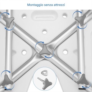 BAKAJI Ρυθμιζόμενο Κάθισμα Ντους από Αλουμίνιο και HDPE, Ρυθμιζόμεν...