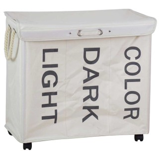 BAKAJI  Καλάθι Απλύτων 3 Θέσεων Πτυσσόμενο Υφασμάτινο με Ρόδες Κρεμ...