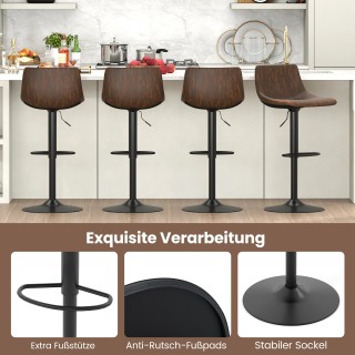 Costway Σετ 2 Ρυθμιζόμενα Περιστρεφόμενα Σκαμπό Μπαρ με Πλάτη και Υ...