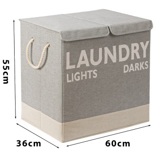 BAKAJI Διπλό Καλάθι Απλύτων με Χειρολαβές 02842255 BAKAJI Διπλό Καλάθι Απλύτων με Χειρολαβές 02842255