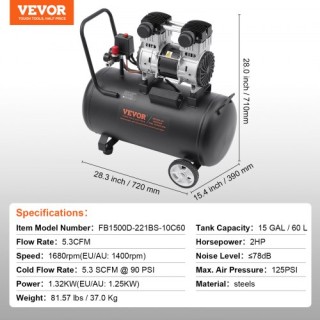 Φορητός Αεροσυμπιεστής VEVOR 15 Γαλόνια 90 PSI  WYWSKYJ60L14J9EI6V2