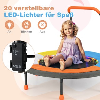 Costway Παιδικό Μίνι Τραμπολίνο με LED Φώτα, Χωρίς Ελατήρια, Αναδιπ...