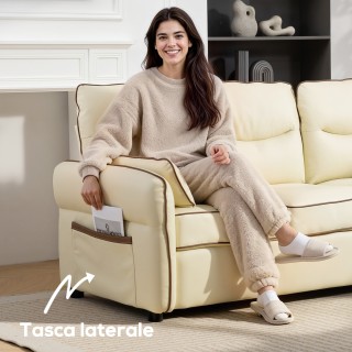 HOMCOM Καναπές 3 Θέσεων από Συνθετικό Δέρμα με Παχιά Επένδυση, Πλαϊ...