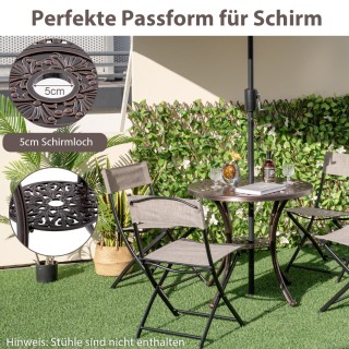 Costway Αλουμινένιο Τραπέζι Κήπου με Οπή Ομπρέλας & Κάτω Ράφι Ανθεκ...