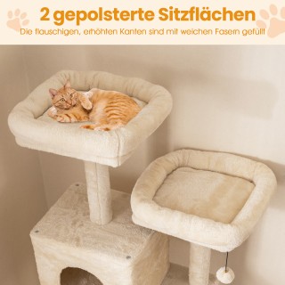 Costway Μεγάλος Γατόδεντρο 205cm με Πολλαπλά Επίπεδα, 2 Σπηλιές, 2 ...