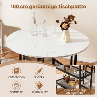 Costway Πτυσσόμενο Τραπέζι Φαγητού με Όψη Μαρμάρου για 2-4 Άτομα Λε...