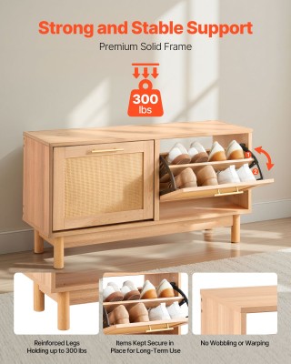 VEVOR Πάγκος Παπουτσοθήκης Εισόδου 1000 x 300 x 530 mm με 2 Αναδιπλ...