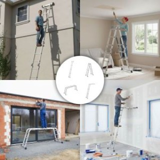 ModernHome Πτυσσόμενη Σκάλα Αλουμινίου 4x3 Μέγιστο Βάρος 150 kg WK4...