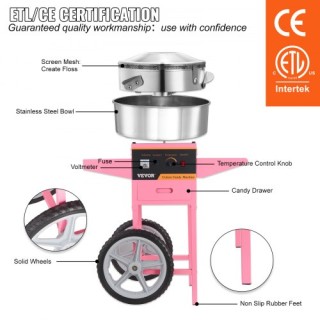 Μηχανή Μαλλί της Γριάς VEVOR με Καρότσι 1000W για Πάρτι  HCMHTJFSWG...