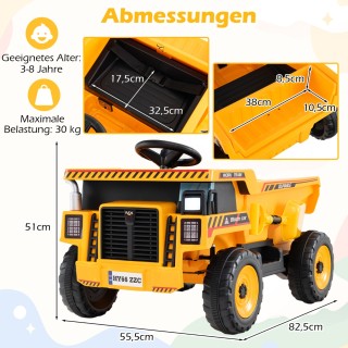 Costway Ηλεκτρικό Φορτηγό Ανατρεπόμενο 24V για Παιδιά με Γονική Λει...