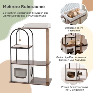 Costway  Πολυλειτουργικός πύργος γάτας με ανθεκτικές επιφάνειες ξυσ...