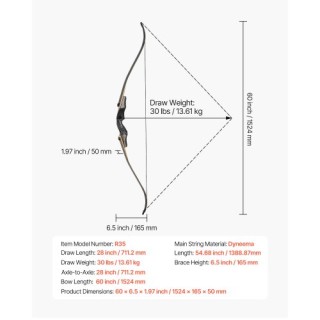 VEVOR Σετ Τόξου Αναψυχής 60in Ξύλινο Αναδιπλούμενο 30 lbs με Βέλη F... VEVOR Σετ Τόξου Αναψυχής 60in Ξύλινο Αναδιπλούμενο 30 lbs με Βέλη F...