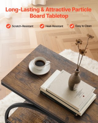 VEVOR Μοντέρνο Τραπεζάκι με 3 Επίπεδα Αποθήκευσης, Ρουστίκ Καφέ TYB...