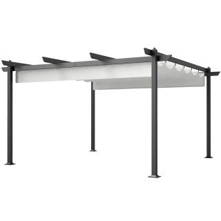 Outsunny  Πέργκολα Gazebo 4x4 μ με ανασυρόμενη οροφή, 8 βίδες και 8...