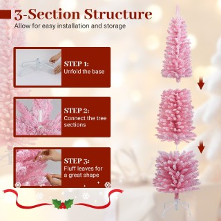 Costway Τεχνητό Χριστουγεννιάτικο Δέντρο Μολύβι 180 εκ. με Χιόνι κα...