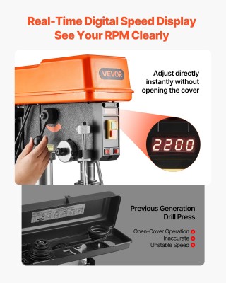 VEVOR Επιτραπέζιο Δράπανο 550W με Μεταβλητή Ταχύτητα 340-2200 RPM, ...