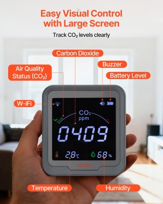 VEVOR Οθόνη Διοξειδίου Άνθρακα με Έλεγχο Θερμοκρασίας και Υγρασίας ... VEVOR Οθόνη Διοξειδίου Άνθρακα με Έλεγχο Θερμοκρασίας και Υγρασίας ...