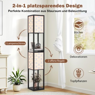 Costway Δίφωτη Επιδαπέδια Λάμπα με 2 Ράφια & Διακόπτη Ποδιού - Ξύλι... Costway Δίφωτη Επιδαπέδια Λάμπα με 2 Ράφια & Διακόπτη Ποδιού - Ξύλι...