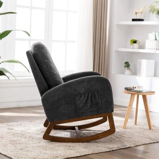 Shally Dogan Γκρι Κουνιστή Πολυθρόνα από Ύφασμα με Ξύλινη Κατασκευ... Shally Dogan Γκρι Κουνιστή Πολυθρόνα από Ύφασμα με Ξύλινη Κατασκευ...