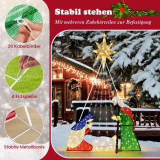 Costway Υπαίθρια Φάτνη 180 εκ με 240 Θερμά Λευκά LED Φώτα Χριστουγέ...