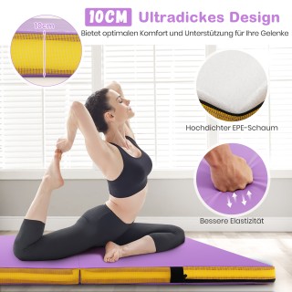 Costway  Πολύχρωμη Πτυσσόμενη Γυμναστική Στρώση με Δερματίνη, Διπλή...