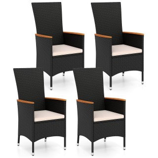 Costway Σετ 4 καρέκλες κήπου από ρατάν με μαξιλάρια καθίσματος, ψηλ... Costway Σετ 4 καρέκλες κήπου από ρατάν με μαξιλάρια καθίσματος, ψηλ...