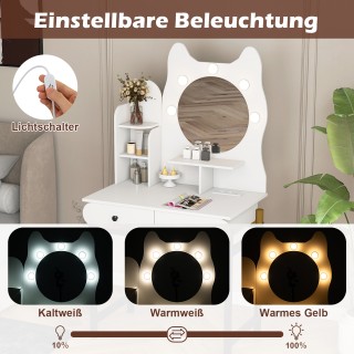 Costway Λευκή Τουαλέτα Μακιγιάζ Σε Σχήμα Γάτας με Καθρέφτη, Φωτισμό... Costway Λευκή Τουαλέτα Μακιγιάζ Σε Σχήμα Γάτας με Καθρέφτη, Φωτισμό...