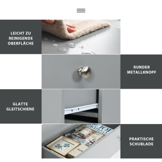 Costway Γκρι Ξύλινη Κομμόντα με 3 Συρτάρια & 2 Ράφια 60 x 40 x 94 c...